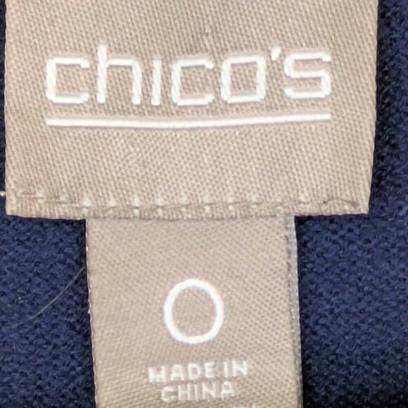 Chico's Pullover‎ Sweater Size 0 Womens Small 4 Blue Palm Tree Design 3/4 Sleeve - Picture 9 of 11